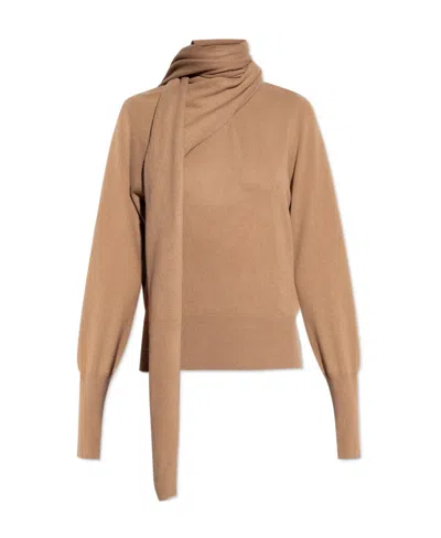 Ferragamo High-neck Long-sleeved Sweater In Nude