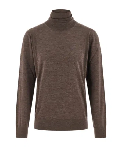 Ferragamo High Neck Pullover In Brown