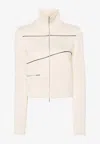 Ferragamo Logo-patch Track Bomber Jacket In Ivory