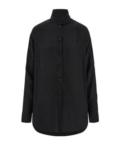 Ferragamo High-necked Shirt In Black