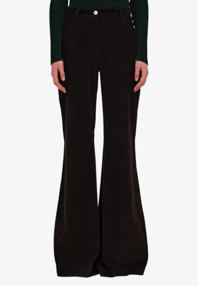 Ferragamo High-rise Flared Pants In Brown