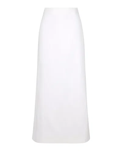 Ferragamo High-rise Long Skirt With Rear Slit In White
