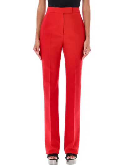 Ferragamo High Rise Pleated Pants For Women In Red, Ready For Fw23