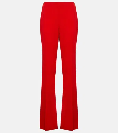 Ferragamo High-rise Straight Virgin Wool Pants In Red