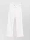 Ferragamo High Waist Wide Leg Trousers With Frayed Hem
