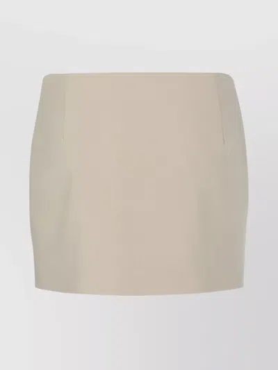 Ferragamo High-waisted Wool Mini Skirt Front Pockets In Beige