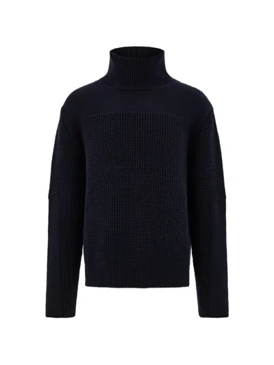 Ferragamo High-neck Knitted Sweater In Blue