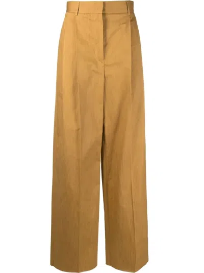 Ferragamo High-waisted Wide Leg Trousers In Brown