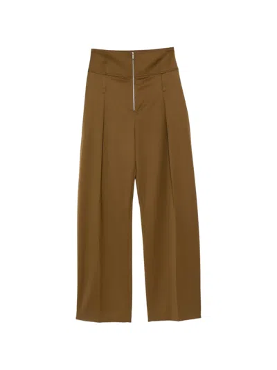 Ferragamo High-waisted Wide-leg Trousers In Brown