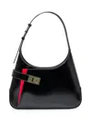 Ferragamo Extra Large Hobo Shoulder Bag In Nero Flame Red