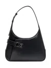 Ferragamo Hobo Gancini-buckle Shoulder Bag In Black