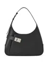 Ferragamo Hobo Gancini-buckle Shoulder Bag In Black