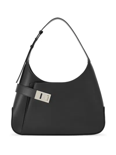 Ferragamo Archive Large Leather Shoulder Bag In Black