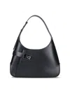 Ferragamo Hobo Gancini-buckle Shoulder Bag In Black