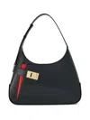 Shop Ferragamo Hobo Leather Shoulder Bag In Schwarz