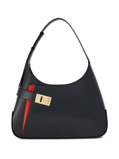 Ferragamo Hobo Leather Shoulder Bag In Schwarz