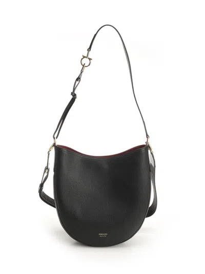 Ferragamo Hobo Smile Medium Bag With Doubel Shoulder Strap Shoulder Bags Black