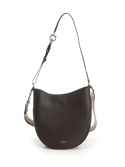 Ferragamo Hobo Smile Medium Bag With Doubel Shoulder Strap Shoulder Bags Brown