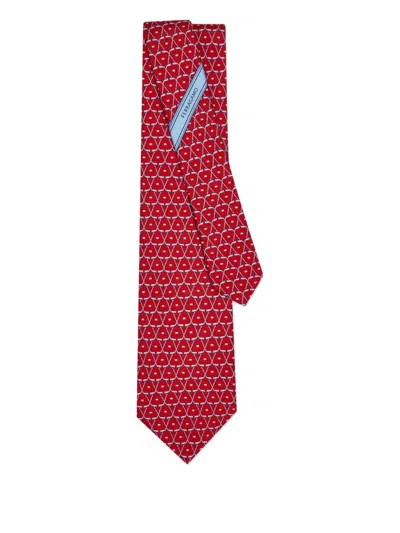 Ferragamo Hockey-print Silk Tie In Red