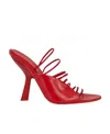 Ferragamo Ladies Red Leather Altaire Ultra Fine Strap Sandals In Multi