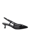 Ferragamo Klizia 40 Vara Chain Slingback Mesh Pumps In Black