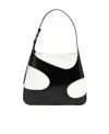 Ferragamo Two-tone Leather And Canvas Cut Out L Shoulder Bag In Black