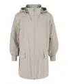 Ferragamo Hooded Gancini Rain Jacket In Neutral