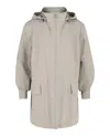 Ferragamo Hooded Gancini Rain Jacket In Gray
