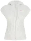 Ferragamo Hooded Vest Sleeveless Elastic Waistband In White