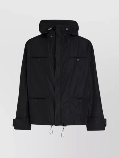 Ferragamo Hooded Jackets With Drawstring Hem And Front Pockets