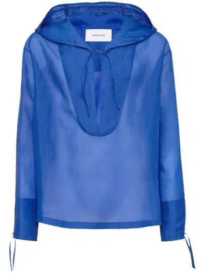 Ferragamo Man Organza Blouse In Blue