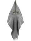 Ferragamo Fringe Hooded Scarves Featuring Detailing In Grey