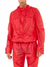 Ferragamo Hooded Windbreaker Jacket With Adjustable Drawstrings In Red