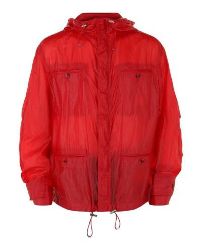 FERRAGAMO FERRAGAMO HOODED WINDBREAKER JACKET WITH ADJUSTABLE DRAWSTRINGS