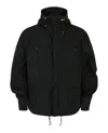 Ferragamo Hooded Windbreaker Jacket With Stand Collar In Black