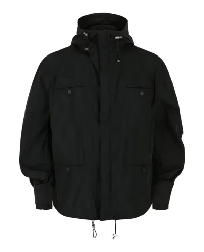 FERRAGAMO FERRAGAMO HOODED WINDBREAKER JACKET WITH STAND COLLAR