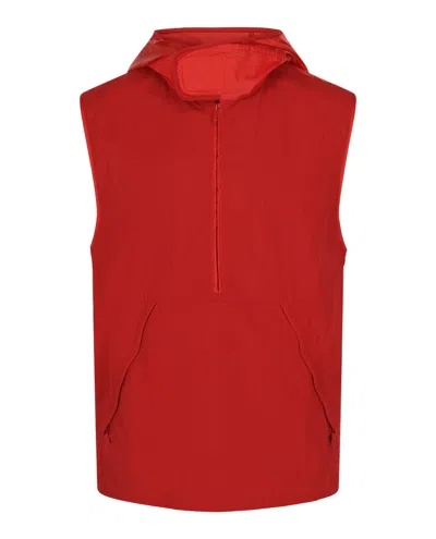 Ferragamo Hooded Windbreaker Vest In Red