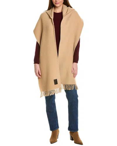 Ferragamo Hooded Wool & Cashmere-blend Stole In Brown
