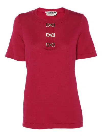Pre-owned Ferragamo Hook-detail T-shirt In Pink