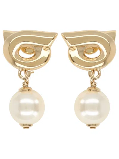 Ferragamo Hook Earrings With Pearls In Gold