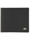 Ferragamo 'micro Gancini' Black Bi Fold Wallet With Logo In Black