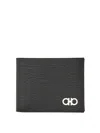 Ferragamo Gancini Leather Bifold Wallet In Black