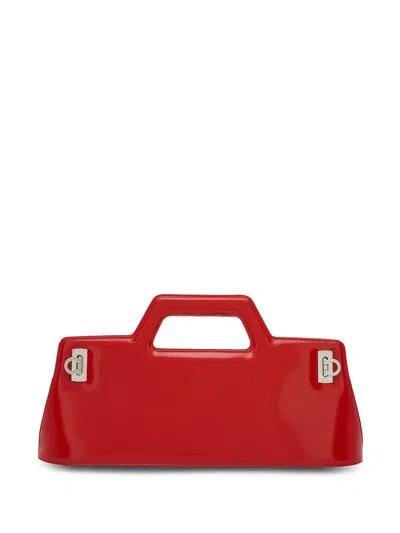Ferragamo Horizontal-design Leather Tote Bag In Red