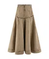 Ferragamo Flared Denim Skirt In Brown