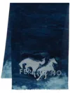 Ferragamo Mustang Print Stole In Blue