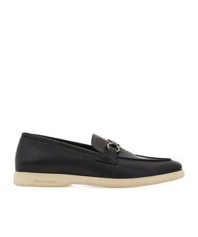 FERRAGAMO HORSE TITLE BUTTON OPEN-THREAD LOAFERS