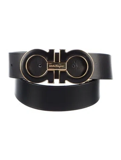 Pre-owned Ferragamo Horsebit Accent Leather Belt In Black