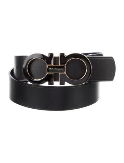 Pre-owned Ferragamo Horsebit Accent Leather Belt In Black