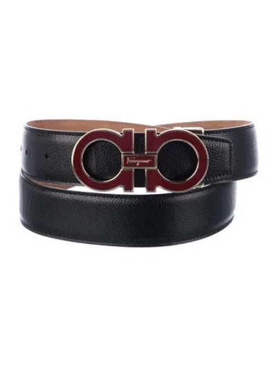 Pre-owned Ferragamo Horsebit Accent Leather Belt Kit In Black