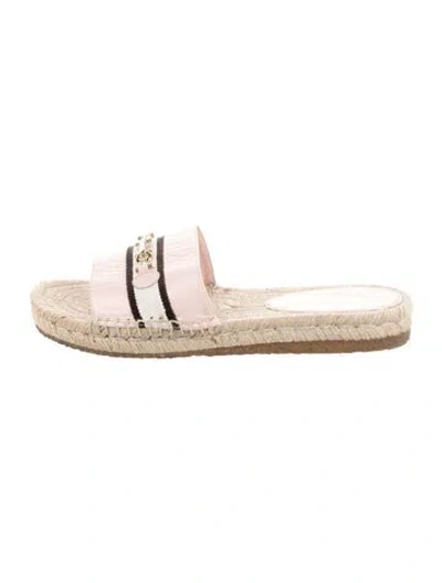 Pre-owned Ferragamo Horsebit Accent Leather Espadrilles In Pink